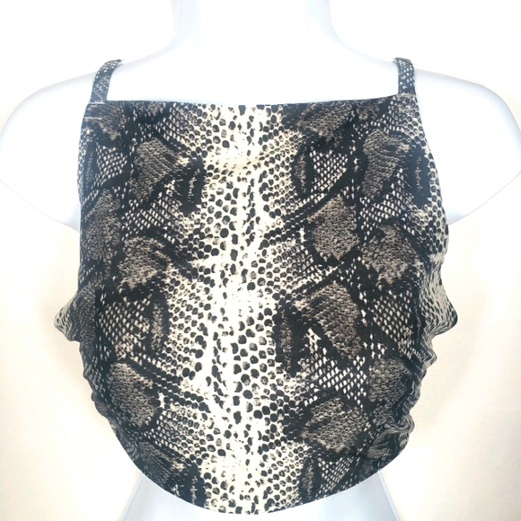 Arie High Neck Swim Top Size Large Grey Snake Skin - Picture 2 of 8
